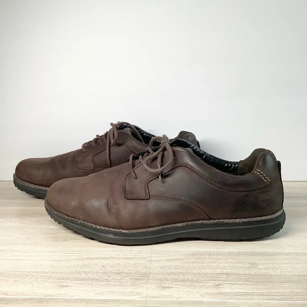 TIMBERLAND Mens Brown Leather Anti-Fatigue Oxfords Lace-up Shoe Casual US 13